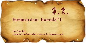 Hofmeister Kornél névjegykártya