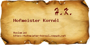 Hofmeister Kornél névjegykártya