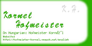 kornel hofmeister business card